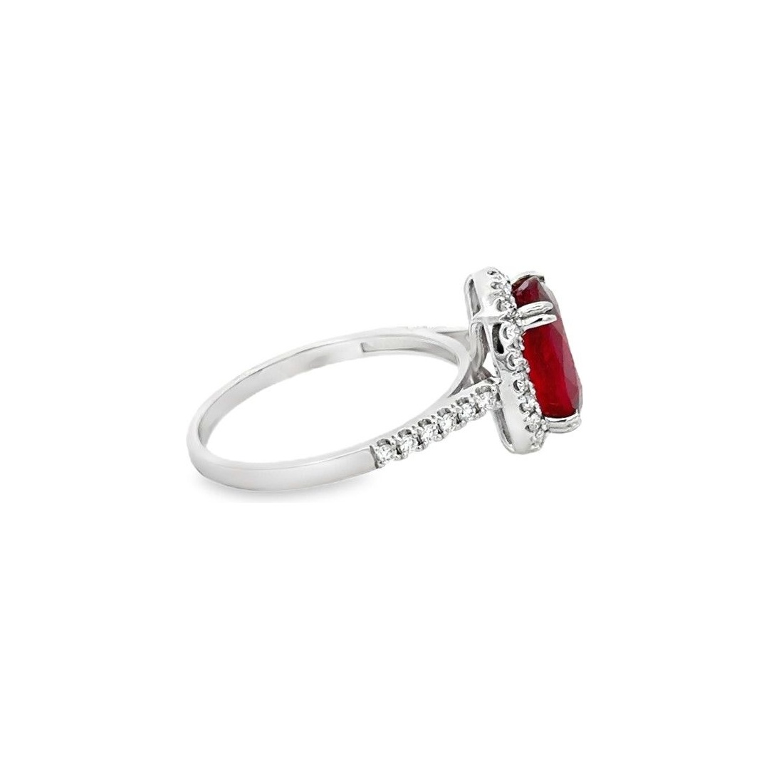 18K White Gold Ruby & Diamond Ring