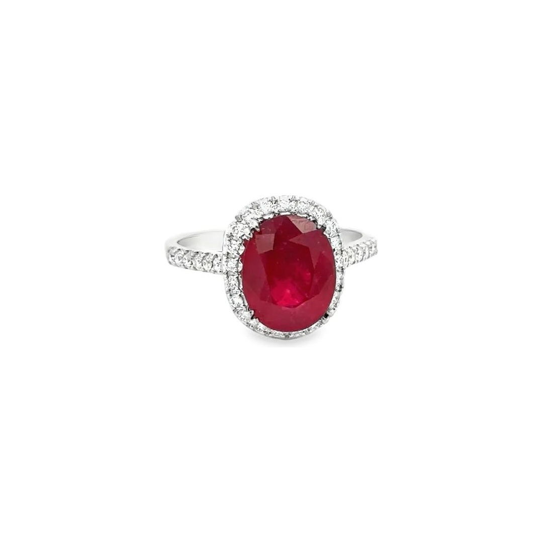 18K White Gold Ruby & Diamond Ring