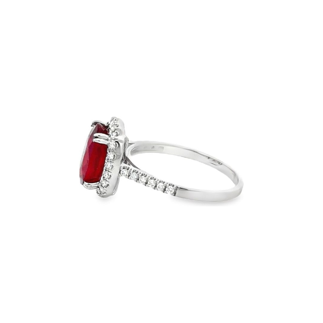 18K White Gold Ruby & Diamond Ring