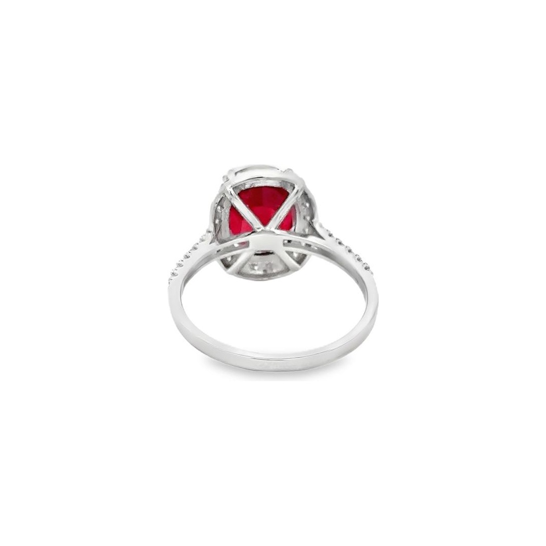 18K White Gold Ruby & Diamond Ring