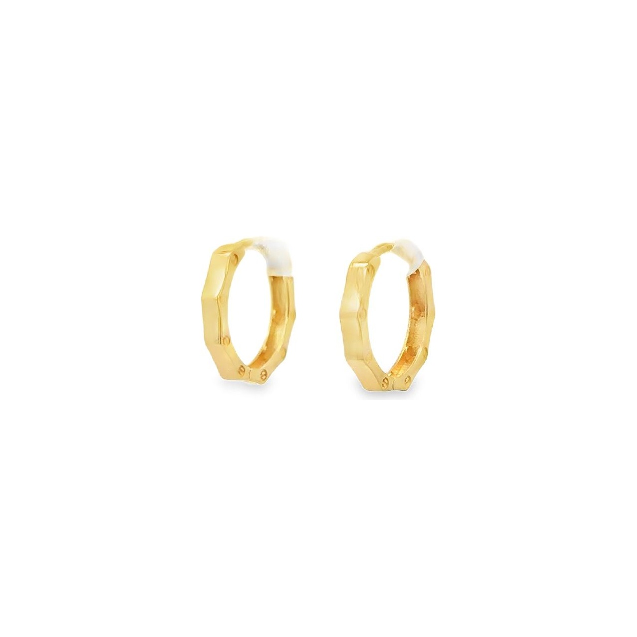18K Yellow Gold Screw-Detail Octagon Hoop Earrings