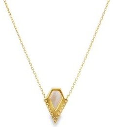 18K Yellow Gold Mother-of-Pearl & Natural Diamond Necklac