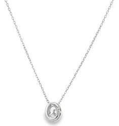 18K White Gold Oval Halo Diamond Necklace