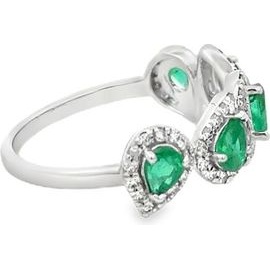 Emerald & Diamond Band – 18K White Gold