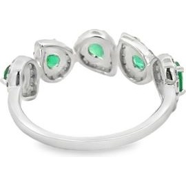 Emerald & Diamond Band – 18K White Gold