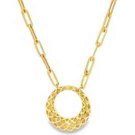 Diamond Pavé Circle Necklace – 18K Yellow Gold