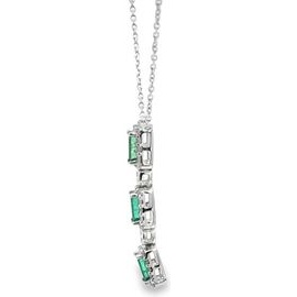 Emerald Vertical Drop Necklace – 18K White Gold