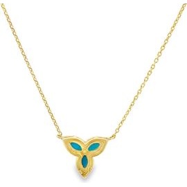 Turquoise Flower Shape Necklace – 18K Yellow Gold