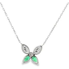 Emerald Butterfly Necklace – 18K White Gold