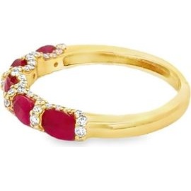 Ruby & Diamond Band Ring – 18K Yellow Gold