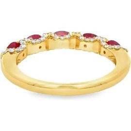Ruby & Diamond Band Ring – 18K Yellow Gold