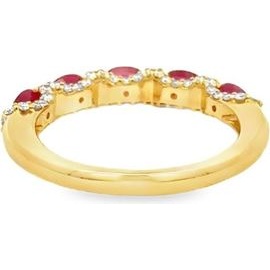 Ruby & Diamond Band Ring – 18K Yellow Gold