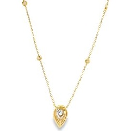 18K Yellow Gold Teardrop Diamond Halo Necklace – Natural Diamonds