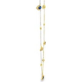 18K Yellow Gold Sapphire & Natural Diamond Station Necklace