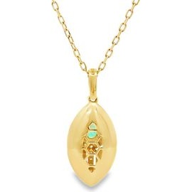 18K Yellow Gold Pear Emerald & Natural Diamond Drop Necklace