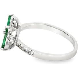 18K White Gold Emerald & Natural Diamond Floral Ring