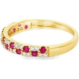 18K Yellow Gold Ruby & Natural Diamond Band Ring