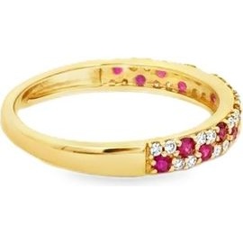 18K Yellow Gold Ruby & Natural Diamond Band Ring