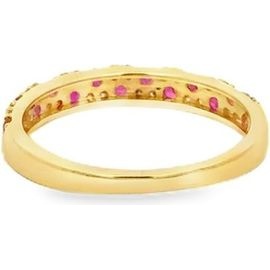 18K Yellow Gold Ruby & Natural Diamond Band Ring
