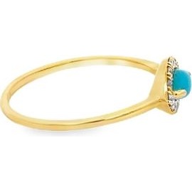 18K Yellow Gold Turquoise & Natural Diamond Halo Ring