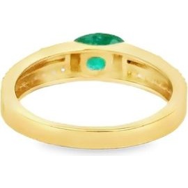 18K Yellow Gold Emerald Center Ring with Natural Diamonds