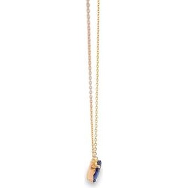 18K Yellow Gold Sapphire Teardrop Necklace 
