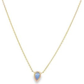 18K Yellow Gold Sapphire Teardrop Necklace 