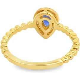 18K Yellow Gold Sapphire Halo Ring with Natural Diamonds