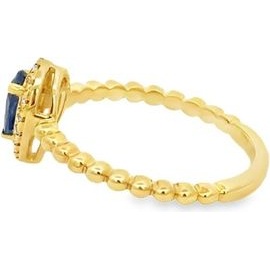 18K Yellow Gold Sapphire Halo Ring with Natural Diamonds