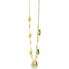 18K Yellow Gold Emerald & Diamond Drop Necklace