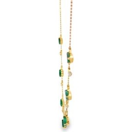 18K Yellow Gold Emerald & Diamond Drop Necklace