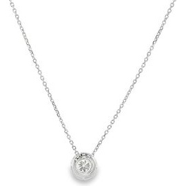 18K White Gold Round Halo Diamond Necklace