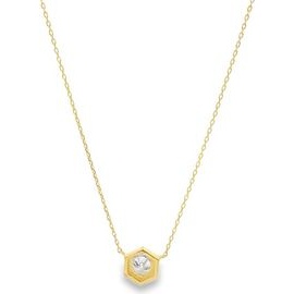 18K Yellow Gold Hexagon Diamond Necklace