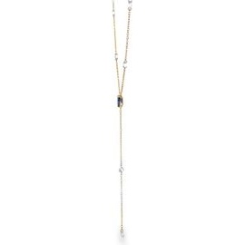 18K Yellow Gold Sapphire & Diamond Drop Y Necklace