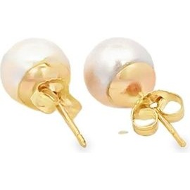 7.5 mm fresh water pearl stud earrings in 14k yellow gold