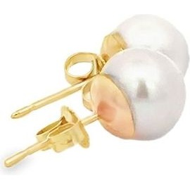 7.5 mm fresh water pearl stud earrings in 14k yellow gold