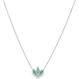 18K White Gold Emerald Trio Necklace with Natural Diamonds