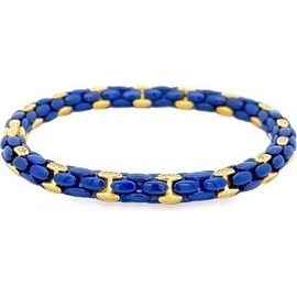 Blue Stretch Bracelet with 18K Yellow Gold Accents