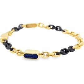 18K Yellow Gold and Black Chain Bracelet with Lapis, Malachite and Tiger Eye