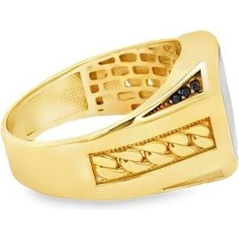 18K Yellow Gold Lapis & Black Stone Ring