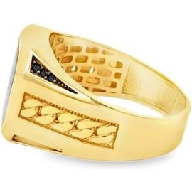 18K Yellow Gold Lapis & Black Stone Ring