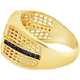 18K Yellow Gold Lapis & Black Stone Ring