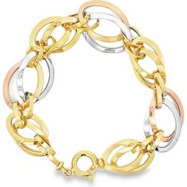 18K Three-Tone Interlocking Link Bracelet