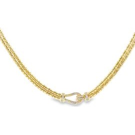 18K Yellow Gold Necklace with Synthetic Stone Accent