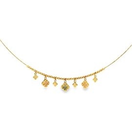 18K Yellow Gold Necklace with Blue and White Enamel Charms