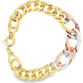 18K Three-Tone Gold Cuban-Link Bracelet