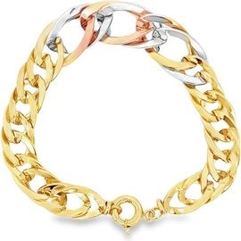 18K Three-Tone Gold Cuban-Link Bracelet