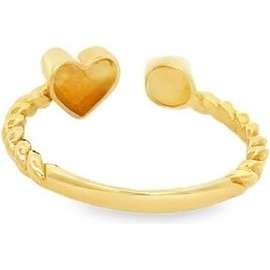 18K Yellow Gold Heart and Pearl Ring