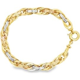 18K Three-Tone Gold Rope Link Bracelet