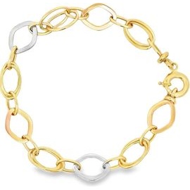 18K Two-Tone Gold Marquise Link Bracelet